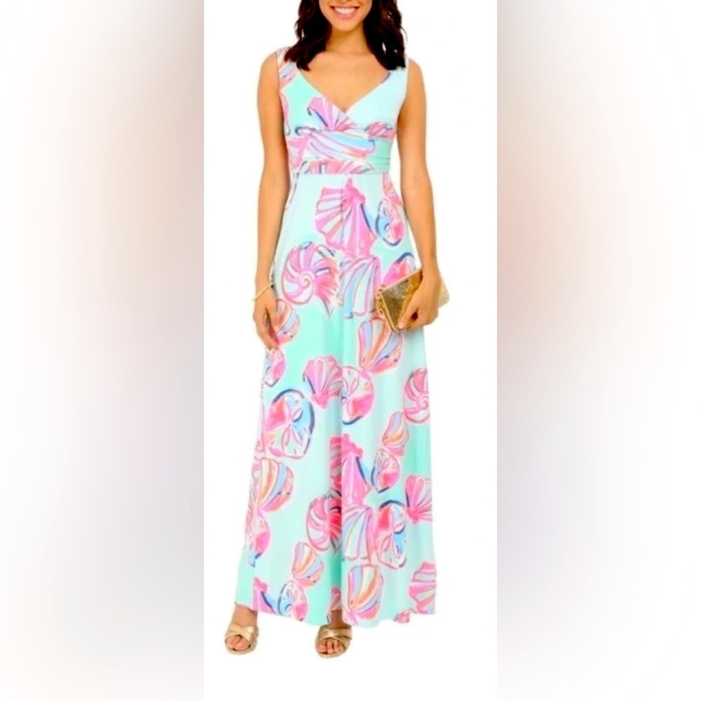 Lilly Pulitzer Sloane Maxi Dress Minty Fresh on the Rocks Sleeveless XS VGUC